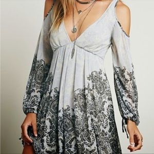 Free People Penny Lover Chiffon Blue Mini Dress Size XS